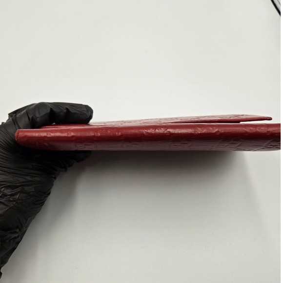 Gucci GG Embossed Continental Wallet Snap‎ Closure Red Leather Authentic - Picture 10 of 11